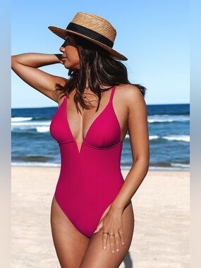 NWT Women's Deep V Neck Crisscross One Piece Swimsuit‎ - SIZE SMALL